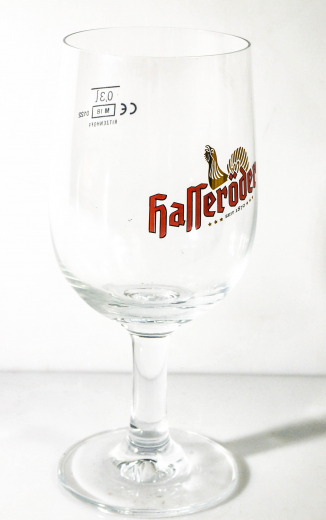 Hasseröder Glas / Gläser, Bierglas Ritzenhoff Tulpe, Rote Aufschrift 0,3l