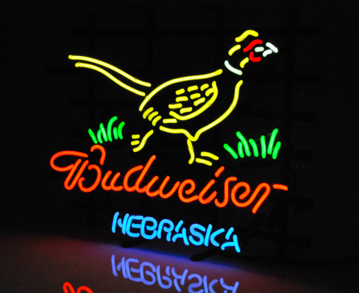Budweiser Bier, 5 Farben Neon Leuchtreklame, Leuchtwerbung Nebraska
