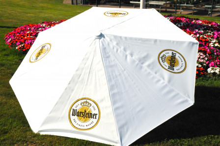 Warsteiner Bier, XXL Gastro Sonnenschirm, Sonnenschutz 250cm Durchm. Weiße Ausführung