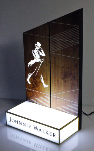 Johnnie Walker Whisky, LED Leuchtwerbung, Glorifier, Flaschenaufsteller, Leuchtreklame