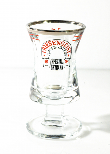 Friesengeist Likör, Das Friesen Shotglas, Stamper, Schnapsglas, 2cl Silberrand kleine Ausführung