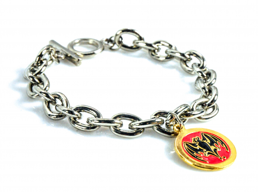 Bacardi Rum, stainless steel chain bracelet, arm jewelry, curb chain, ankle chain, bat pendant