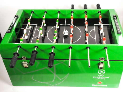 Heineken beer, UEAFA Champions League, full metal (ALU) - freezer / cool box with table football game