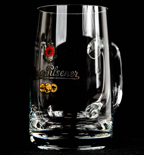 König Pilsener, Bierseidel, Bierkrug Glas / Gläser 0,25l, frühere Ausführung