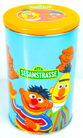 Sesame Street tin cookie tin / collection tin / tea coffee tin BLUE childrens tin