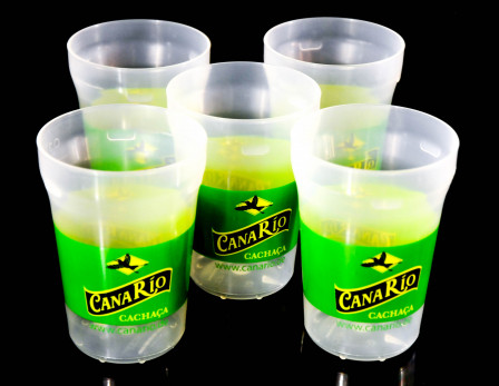 5 x Canario Cachaca, Mehrweg Kunststoffbecher Fetival Becher Partybecher 0,3l Brazil