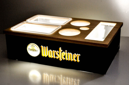 Warsteiner Bier, LED Leuchtreklame, Bluetooth Lautsprecher Snackbox, Servierbox.