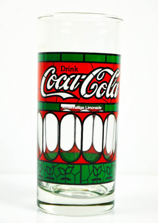 Coca Cola, Tiffany Glas / Gläser 80er Jahre Green / Red Edition Longdrink 0,3l