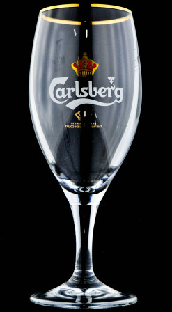 Carlsberg Bier, Glas / Gläser Pokal-Glas Bierglas mit Goldrand 0,2l Krone hinten