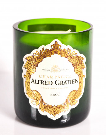 Alfred Gratien Champagner, Kerze aus Flaschenboden, Windlicht von Design Bubbles