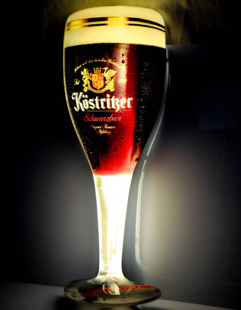 Köstritzer Bier, Leuchtreklame, Leuchtwerbung Schwarzbierglas mit Schalter