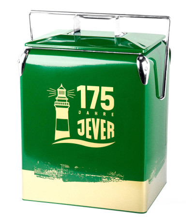 Jever Bier, Stahl / Alu Jubiläumskühlbox, Kühltruhe, Kühler 175 Jahre 17 Liter