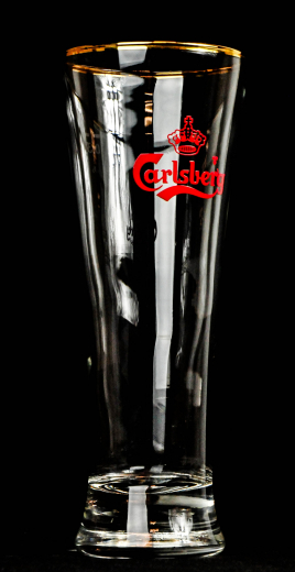 CARLSBERG GLAS / GLÄSER, BIERGLAS GLAS ROT GOLDRAND POKAL 0,3l