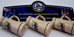 Kulmbacher Minitonkrug, Krug, Bierkrug 3 Stück, Mönchshof Brauerei an Blechaufhängung