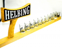 Helbing Kümmel, 11 Shot Gläser, Schnapsgläser Glastablett auf Meterbrett, ca. 83 cm