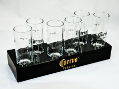 Cuervo Jose Tequila Glas / Gläser, Stamper, Shotglas auf Holzträger 6 Stück