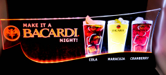 Bacardi Rum, LED Leuchtreklame auf Sockel, 56 x 24 x 6cm Neu