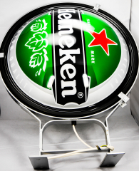 Heineken Bier, Neon Leuchtreklame 50cm Durchm., 65cm, Seitenaufhängung