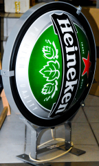 Heineken Bier, Neon Leuchtreklame 50cm Durchm., 65cm, Seitenaufhängung