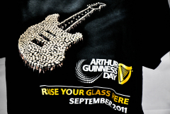Guinness Beer Brauerei, Damen T-Shirt, schwarz, Gitarrensymbol Gr. L