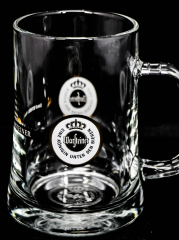 Warsteiner Bier Brauerei Bier Krug, Seidel, Henkel Glas 0,3 l, weißes Emblem
