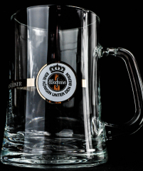 Warsteiner Bier Brauerei Bier Krug, Seidel, Henkel Glas 0,5l, weißes Emblem