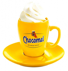 Chocomel cocoa, cocoa mug with saucer, cup, orange, cocoa mug