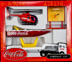 Coca Cola, Rennbootset, Truck, Hubschrauber und Werbeschild