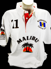 Malibu Rum, Polo Shirt Weiss Men Gr.XL, alles sehr edel gestickt, 100% Cotton