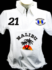 Malibu Rum, Polo Shirt Weiss Women Gr.M/L, gestickte Logos, 100% Cotton