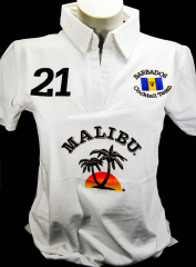 Malibu Rum, Polo Shirt Weiss Women Gr.S/M, gestickte Logos, 100% Cotton