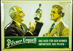 Pilsener Urquell Bier Brauerei, Blechschild Werbeschild, Das Bier f. Kenner