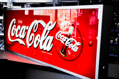 Coca Cola Tresenleuchtreklame, Wandleuchte, Alurahmen, Neon