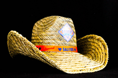 Salitos beer, straw hat, summer hat, panama hat, party hat, Orange Label