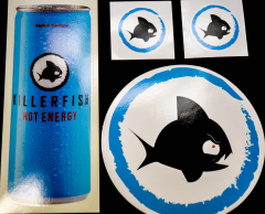Killerfish Energy, Original 4x Aufkleber, Sticker, Surfer