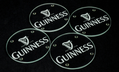 Guinness Beer Bier, 4 x Glas-Untersetzer, satiniertes Logo, sehr edel...