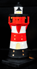 Leuchtturm Ton / Keramik Windlicht 20cm Deko Teelichthalter / Kerzenleuchter