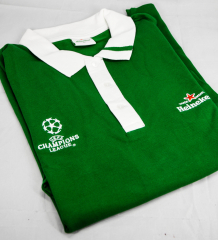 Heineken Bier, Polo-Shirt Kragen, grün, Old School Look, Champions League, Gr.XL