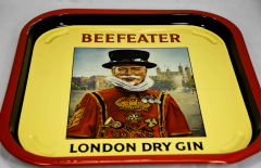 Beefeater London Gin, Metall Tablett, Serviertablett, Metall, eckig, selten..