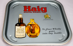 Haig Scotch Whisky, Metall Tablett, Serviertablett, Metall, eckig, selten..