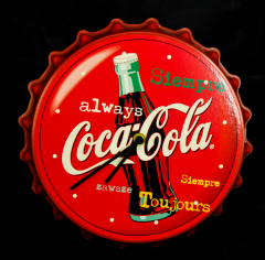 Coca Cola, Wanduhr, Uhr, Kronkorken-Optik, always, siempre, toujours, zawsze