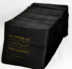 Likör 43, Licor 43, 250 x Papierservietten mit Rezept, schwarz, Cuarenta y tres