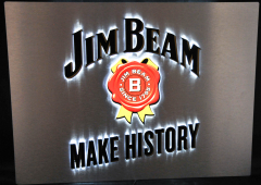 Jim Beam Whisky, LED Edelstahl Leuchtreklame, Leuchtwerbung, Animiernd!!
