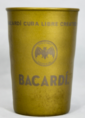 Bacardi Rum, Metallbecher, Becher, Vintage Look, Used Look, Bronze