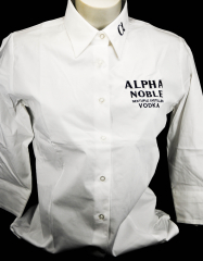 Alpha Noble Vodka, women’s blouse 3/4 sleeves, white, size M, NEW