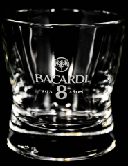 Bacardi Rum, Glas, Gläser, Tumbler, Ron 8 años / Ron ocho años schwerer Fuß