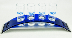 Skyy Vodka, 4-fach Shotglasträger, Stamper Aufsteller, Shotglas, Glas / Gläser