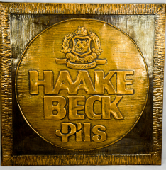 Haake Beck Bier Pils, Kupferstich, Poster, Bild, Schild / Werbeschild, groß