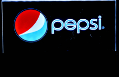 Pepsi Cola, LED Acryl Werbeschild, Leuchtreklame, Reklame, Sockel schwarz