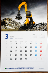 Hyundai Industries, Baumaschinen, Wandkalender 2016 Construction Equipment